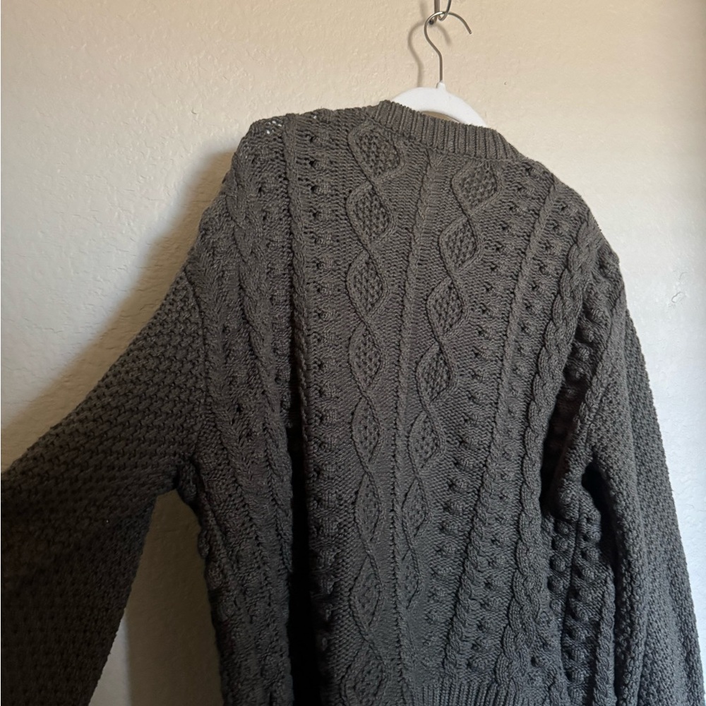 Disturbia Nerthus Pom Pom Cable Knit Cardigan Sz XL in Green Chunky - Picture 10 of 10